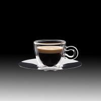 Duplafalú hőálló Thermic Glass kávés espresso csésze szett +rm alj 2 db 6,5cl