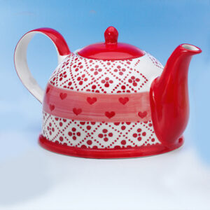 Romantikus piros mintás nagy űrtartalmú kerámia teáskanna