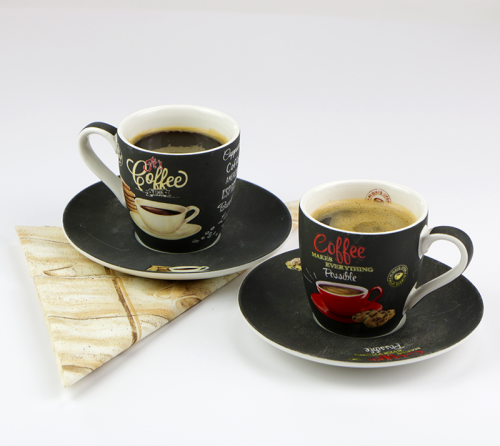 Színes porcelán Coffee time kávés bögre szett 2 darab cappuccino csésze retro kávés csésze