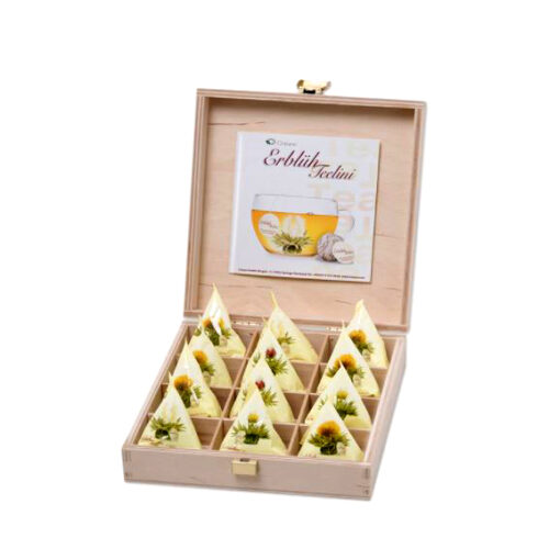 Ízesített fehér virágzó tea válogatás fadobozos ajándékcsomag