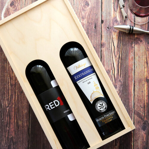 Mokos villányi száraz vörös bor válogatás fadobozban - Redy cuveé és kékfrankos