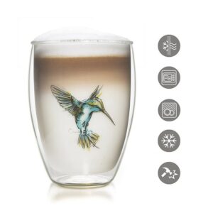 Kolibri duplafalú üveg thermo pohár - latte kávés pohár