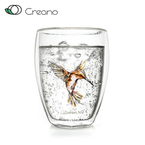 Kolibri duplafalú üveg thermo pohár - latte kávés pohár