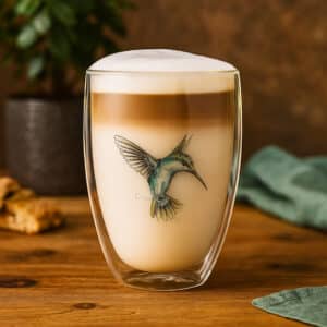 Kolibri duplafalú üveg thermo pohár - latte kávés pohár