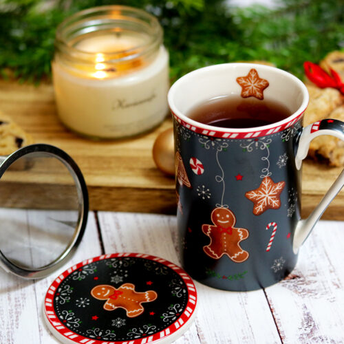 Mézis karácsonyi teás bögre szűrővel