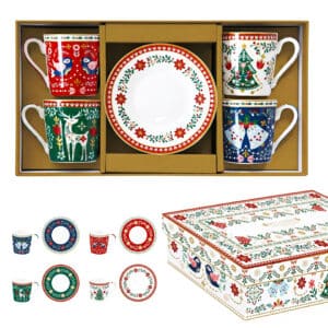 Karácsonyi folk espresso kávéscsésze készlet