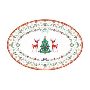 Folk karácsonyi porcelán ovális tál